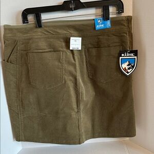 Kuhl Corduroy Skirt NWT Size 14 Olivine Color Academia